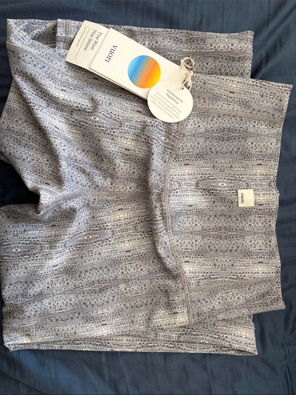 Vuori Heathered Light Gray Patterned Leggings